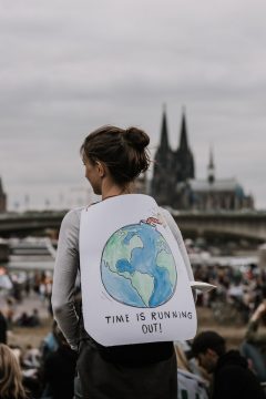 Climate change activist protestor in the city